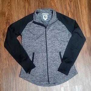 Foot Joy FJ golf women sweater full zip black gray size Small Finger Hole